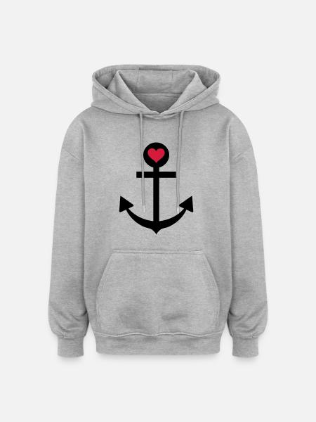 anchor captain star love - Oversized Unisex Hoodie - heather grey
