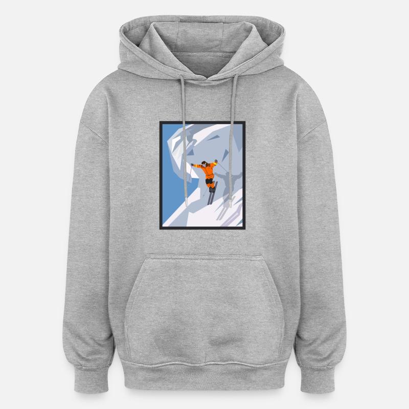 ski - Sweat à capuche oversize unisexe - gris chiné