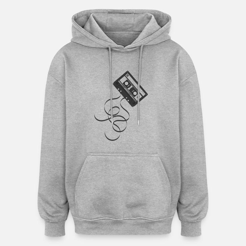 Cassette audio - Sweat à capuche oversize unisexe - gris chiné