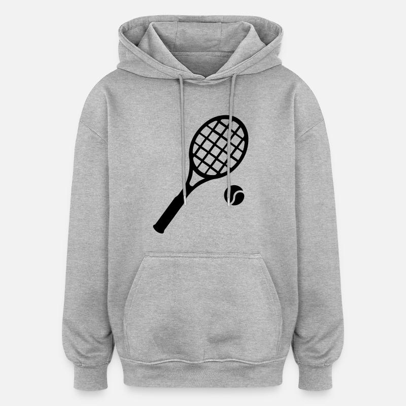 Match de tennis - Sweat à capuche oversize unisexe - gris chiné