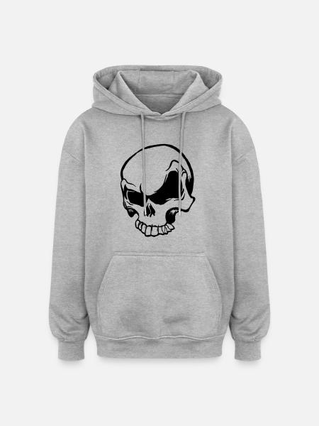 Skull - Oversized Unisex Hoodie - heather grey