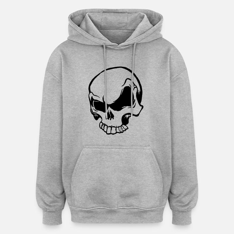 Skull - Sweat à capuche oversize unisexe - gris chiné