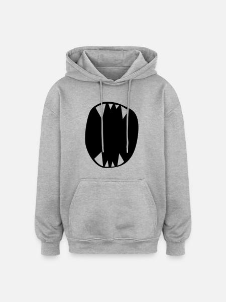 Monster Maul - Oversized Unisex Hoodie - Grau meliert