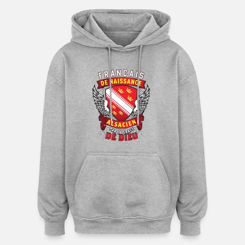 Alsacien Grâce de Dieu - Sweat à capuche oversize unisexe - gris chiné