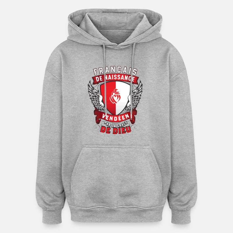 Vendéen Grâce de Dieu - Sweat à capuche oversize unisexe - gris chiné
