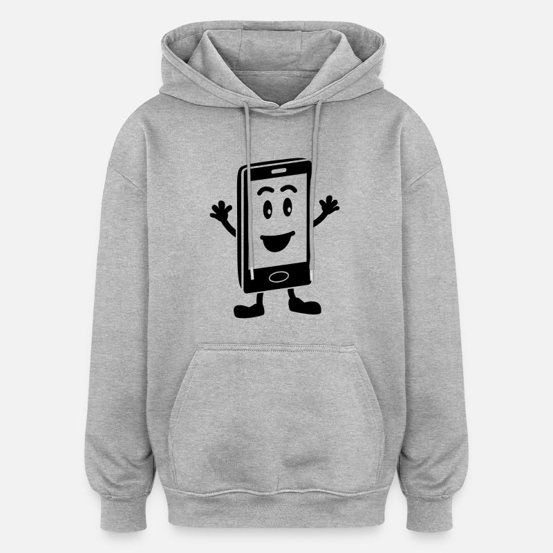 Handy smiley - Oversized Unisex Hoodie - Grau meliert