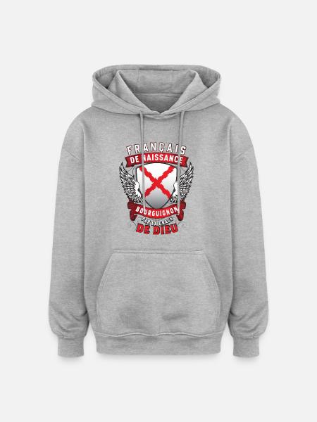 Bourguignon Grâce de Dieu - Sweat à capuche oversize unisexe - gris chiné
