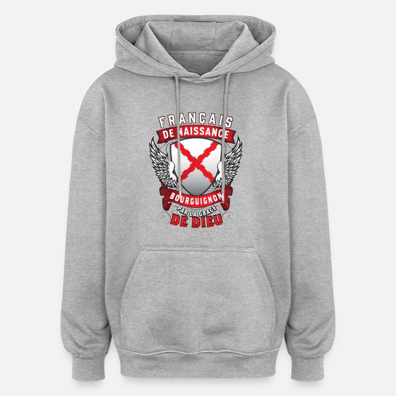 Bourguignon Grâce de Dieu - Sweat à capuche oversize unisexe - gris chiné