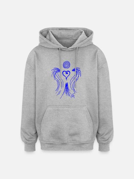 Graphic heart angel blue - Oversized Unisex Hoodie - heather grey
