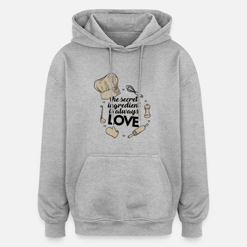 Recette amour - Sweat à capuche oversize unisexe - gris chiné