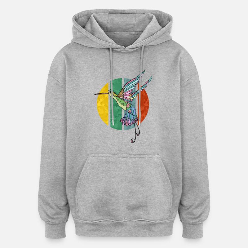 Kolibri - Oversized Unisex Hoodie - Grau meliert