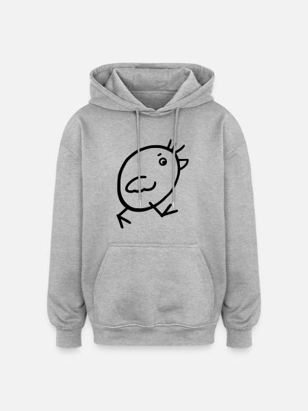 Vogel 01 - Oversized Unisex Hoodie - Grau meliert