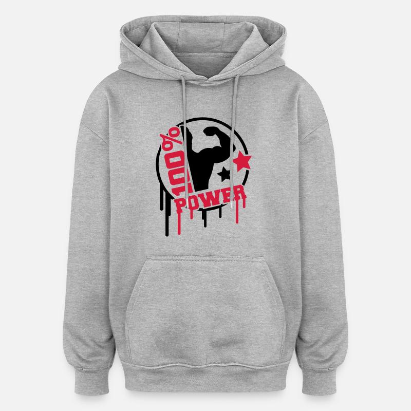 power_100_splat_co2 - Sweat à capuche oversize unisexe - gris chiné