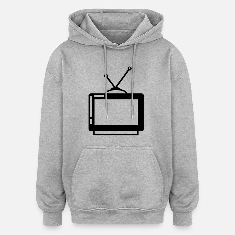 TV - Sweat à capuche oversize unisexe - gris chiné