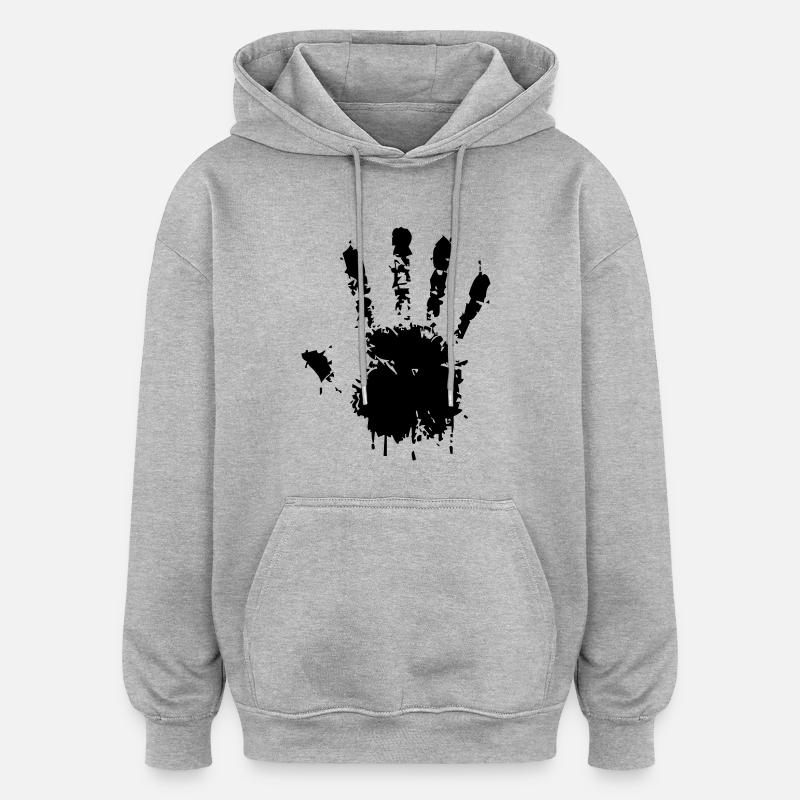 Hand - Oversized Unisex Hoodie - Grau meliert