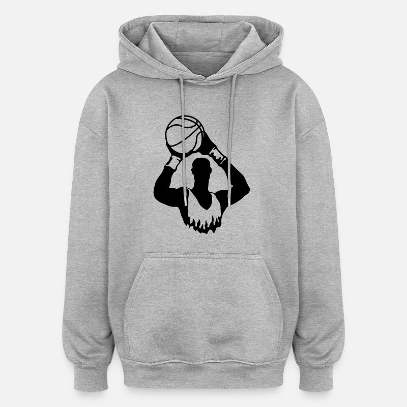 Basket-ball - Sweat à capuche oversize unisexe - gris chiné