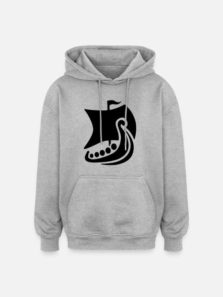 viking-ship - Oversized Unisex Hoodie - heather grey