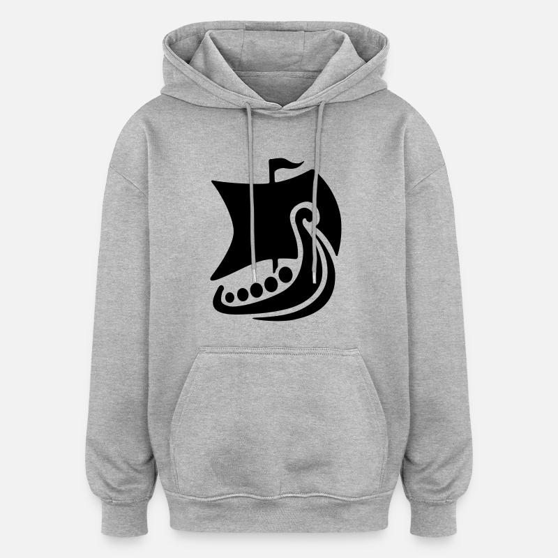 viking-navire - Sweat à capuche oversize unisexe - gris chiné