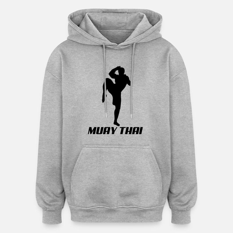muay_thai1 - Sweat à capuche oversize unisexe - gris chiné