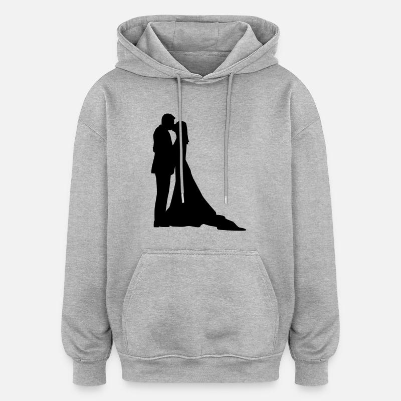 Mariage - Sweat à capuche oversize unisexe - gris chiné