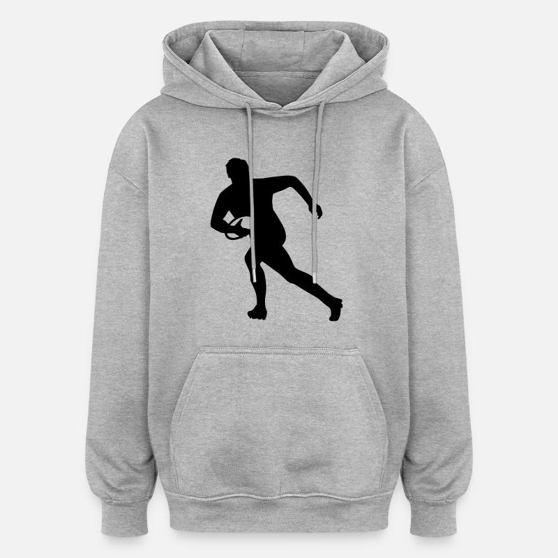 Rugby - Sweat à capuche oversize unisexe - gris chiné