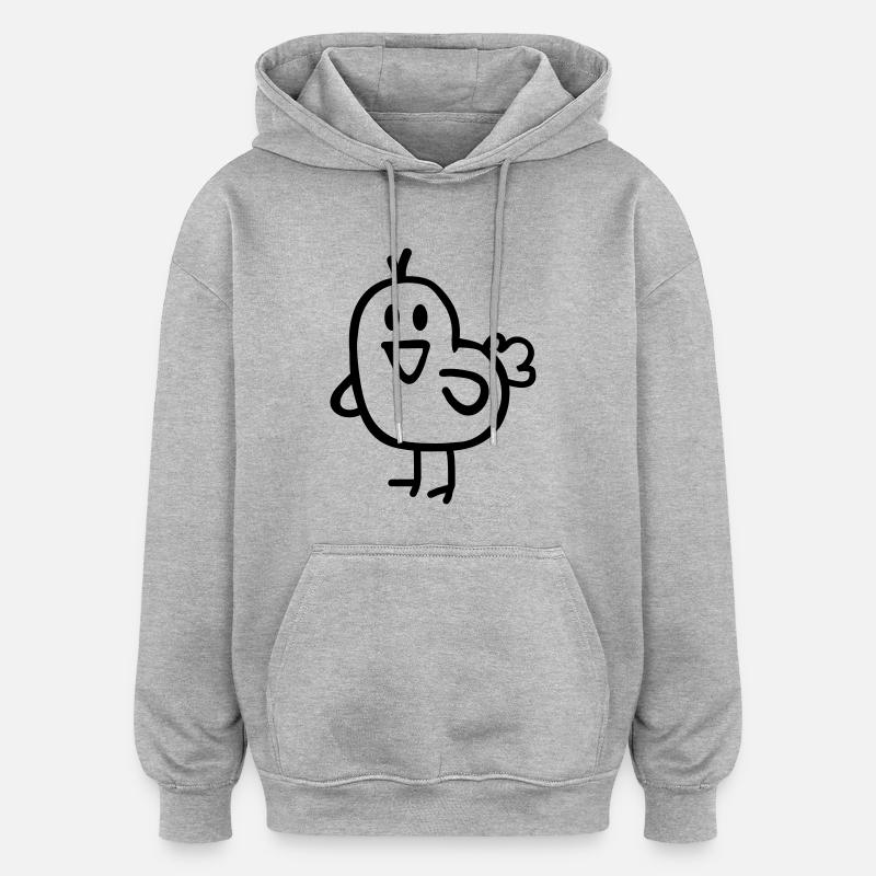 Oiseau - Sweat à capuche oversize unisexe - gris chiné