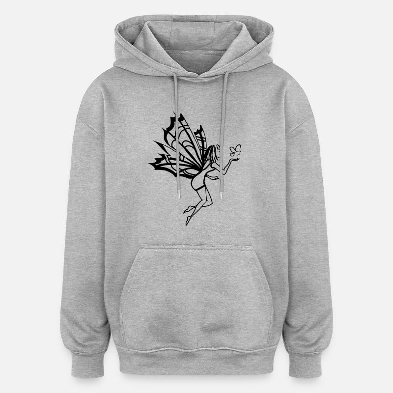 Oiseau aile de fée - Sweat à capuche oversize unisexe - gris chiné