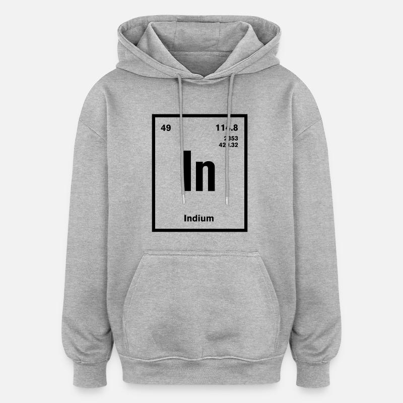 Indium Element im Periodensystem - Oversized Unisex Hoodie - Grau meliert
