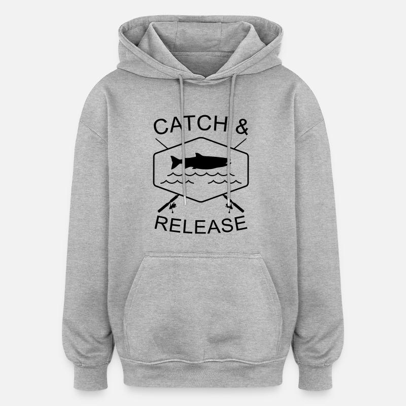 Catch & Release - Oversized Unisex Hoodie - Grau meliert