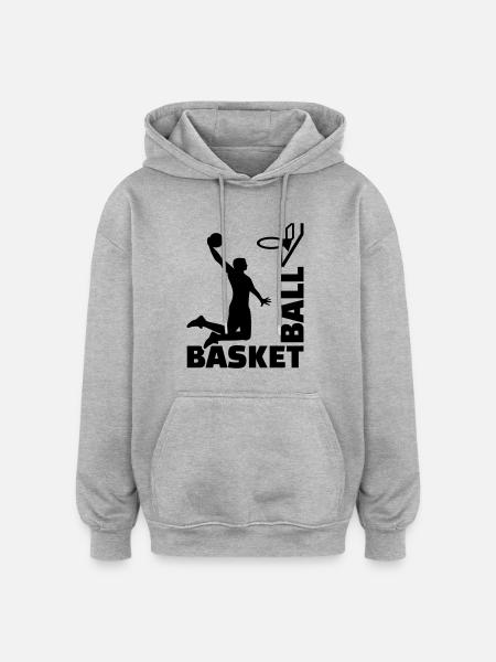 Basketball - Sweat à capuche oversize unisexe - gris chiné