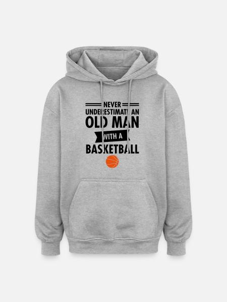 Old Man - Basketball - Oversized Unisex Hoodie - heather grey