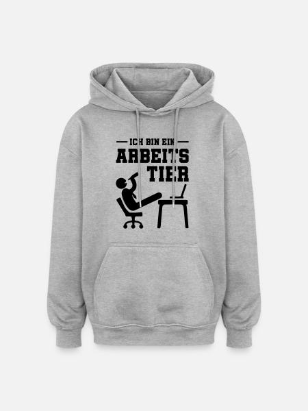 ich bin ein arbeitstier - Oversized Unisex Hoodie - Grau meliert
