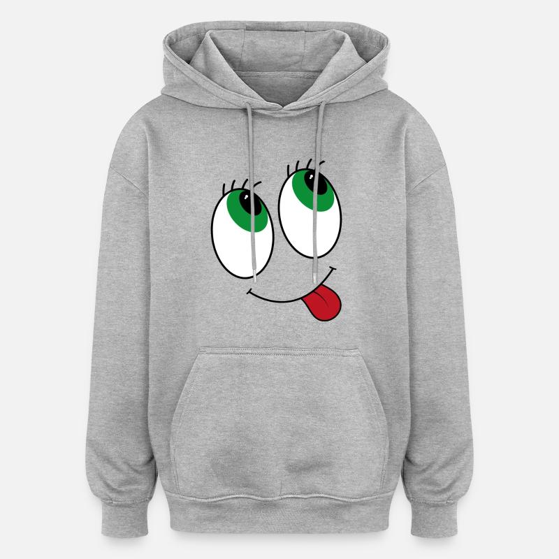 Yeux de style bande dessinée - Sweat à capuche oversize unisexe - gris chiné