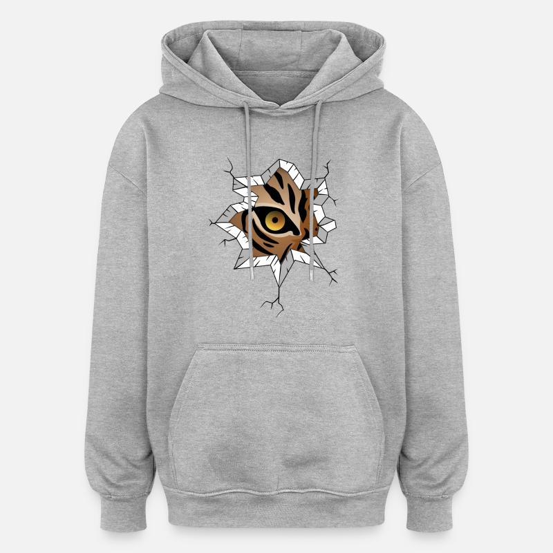 Œil de tigre - Sweat à capuche oversize unisexe - gris chiné