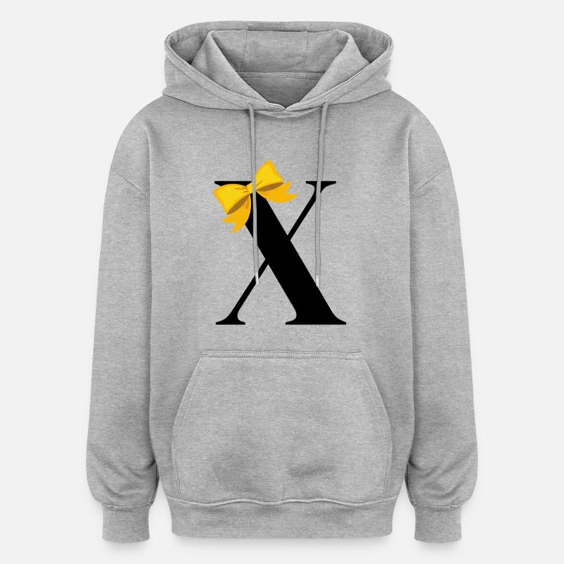 Lettre x nœud jaune - Sweat à capuche oversize unisexe - gris chiné