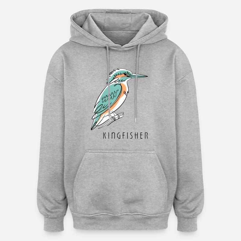 Martin-pêcheur Eisvogel - Sweat à capuche oversize unisexe - gris chiné