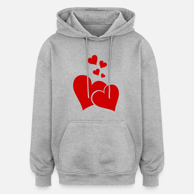 Cœur - Sweat à capuche oversize unisexe - gris chiné