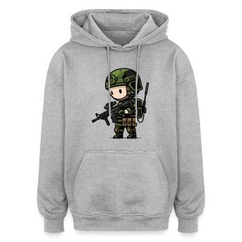 kleiner süsser aufklärungsoldat - Oversized Unisex Hoodie - Grau meliert - Vorne - Noah (186cm)
