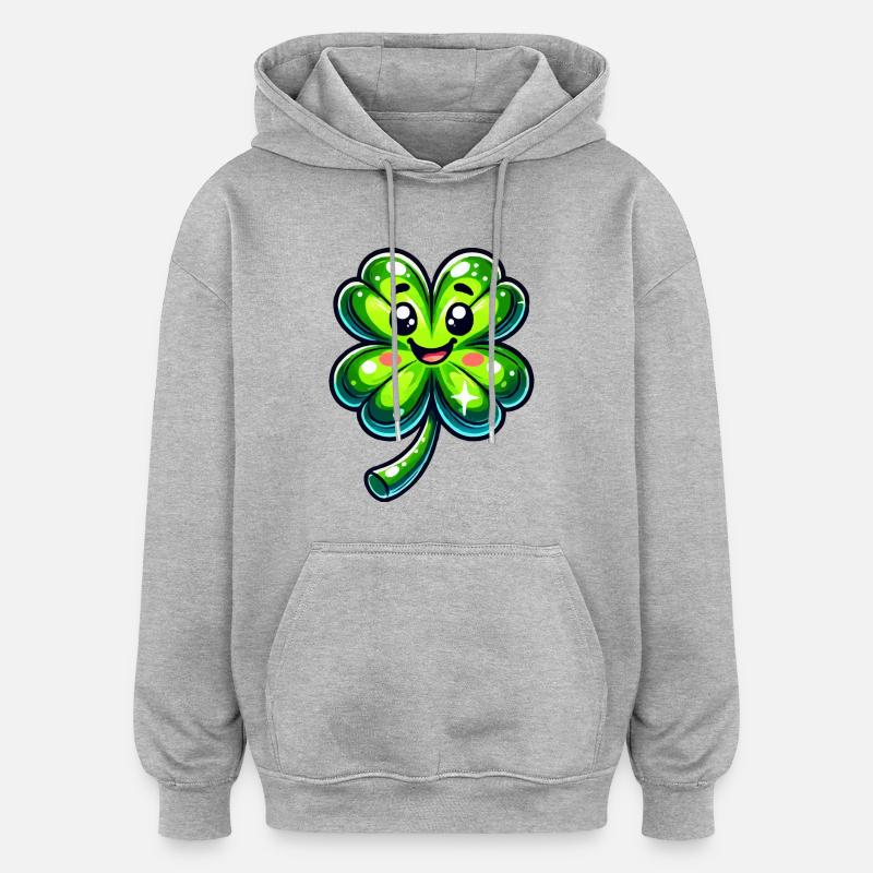 trèfle - Sweat à capuche oversize unisexe - gris chiné