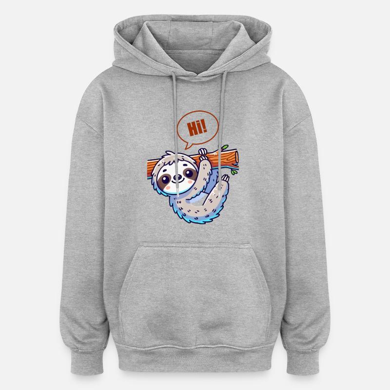 Bande dessinée paresseuse - Sweat à capuche oversize unisexe - gris chiné