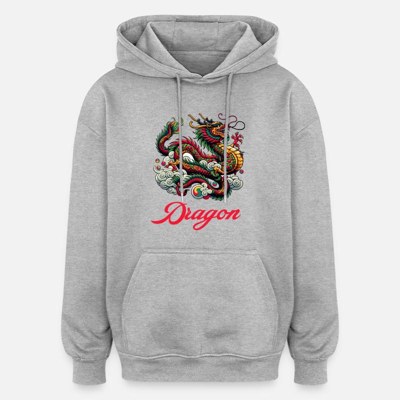Dragon Chine - Sweat à capuche oversize unisexe - gris chiné