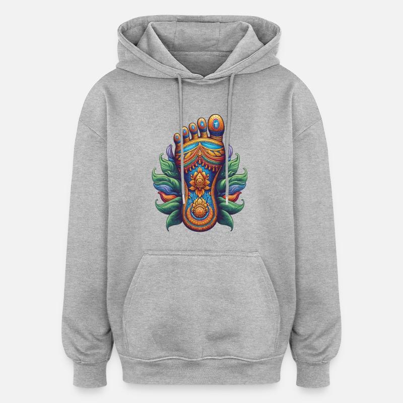 L’empreinte de Vishnu - Sweat à capuche oversize unisexe - gris chiné
