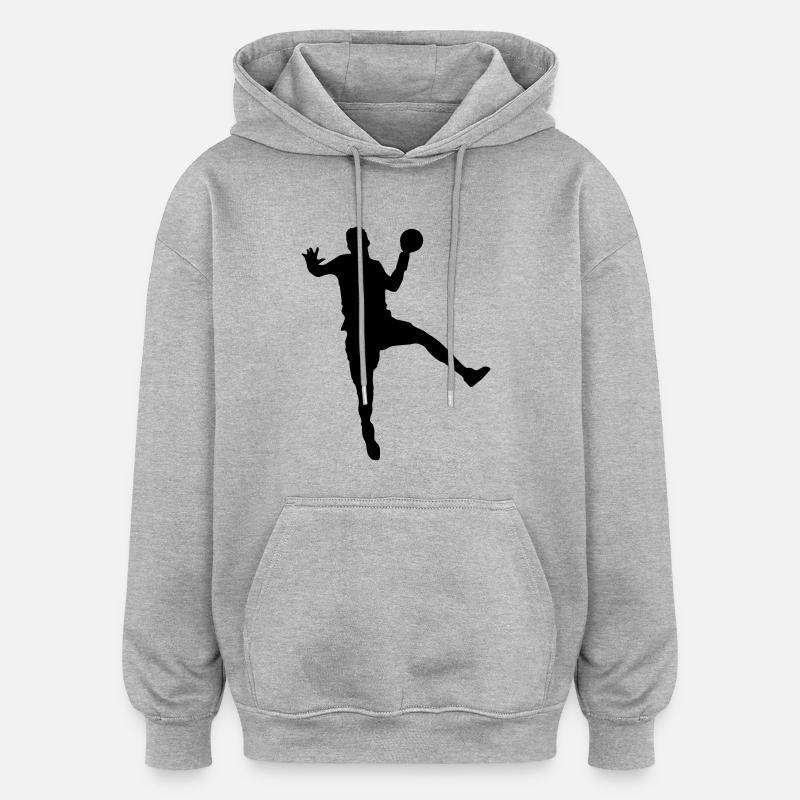 handball - Sweat à capuche oversize unisexe - gris chiné