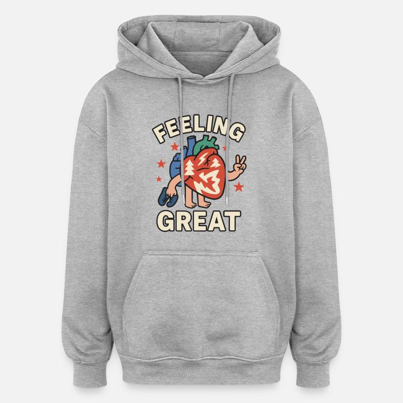 Se sentir bien - Sweat à capuche oversize unisexe - gris chiné