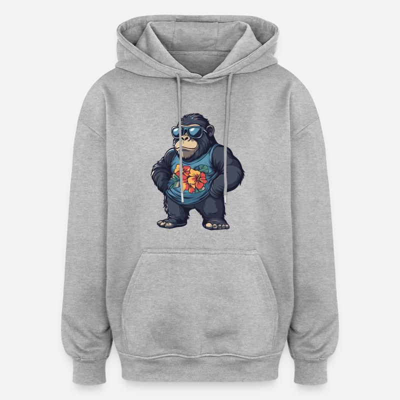 Gorilla Comic Urlaub - Oversized Unisex Hoodie - Grau meliert