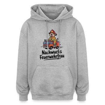 Bald wirst du Feuerwehrfrau! - Oversized Unisex Hoodie - Grau meliert - Vorne - Noah (186cm)