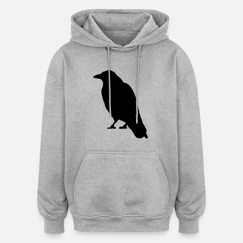 Black Crow oiseau - Sweat à capuche oversize unisexe - gris chiné