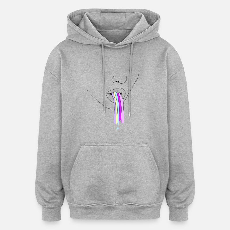 arc en ciel - Sweat à capuche oversize unisexe - gris chiné