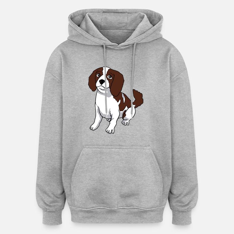 Cavalier King Charles Spaniel chien - Sweat à capuche oversize unisexe - gris chiné
