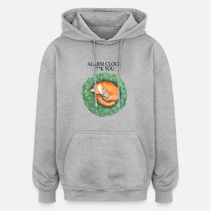 Fox and rabbit sleep peacefully - Oversized Unisex Hoodie - heather grey